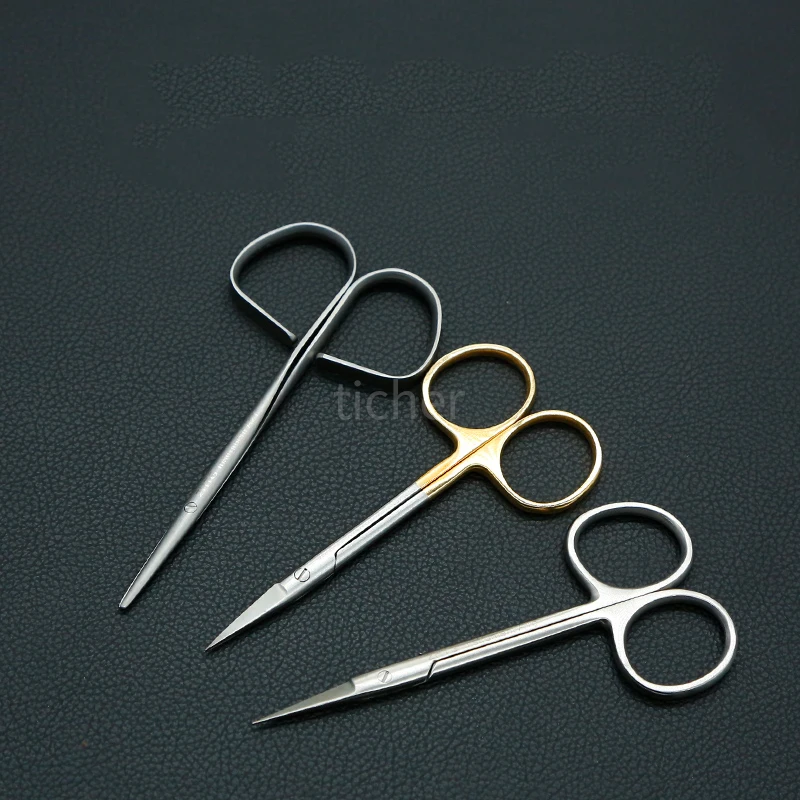 Shang Hai Tiangong Scissors Ophthalmic Surgery Scissors Stainless Steel Ultra-Fine Curved Tip Double Eyelid Tool Express