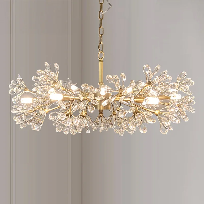Luxury French Crystal Flower Pendant Ceiling Light Romantic Living Room Dining Room Bedroom Lustre Low Floor Fast Delivery