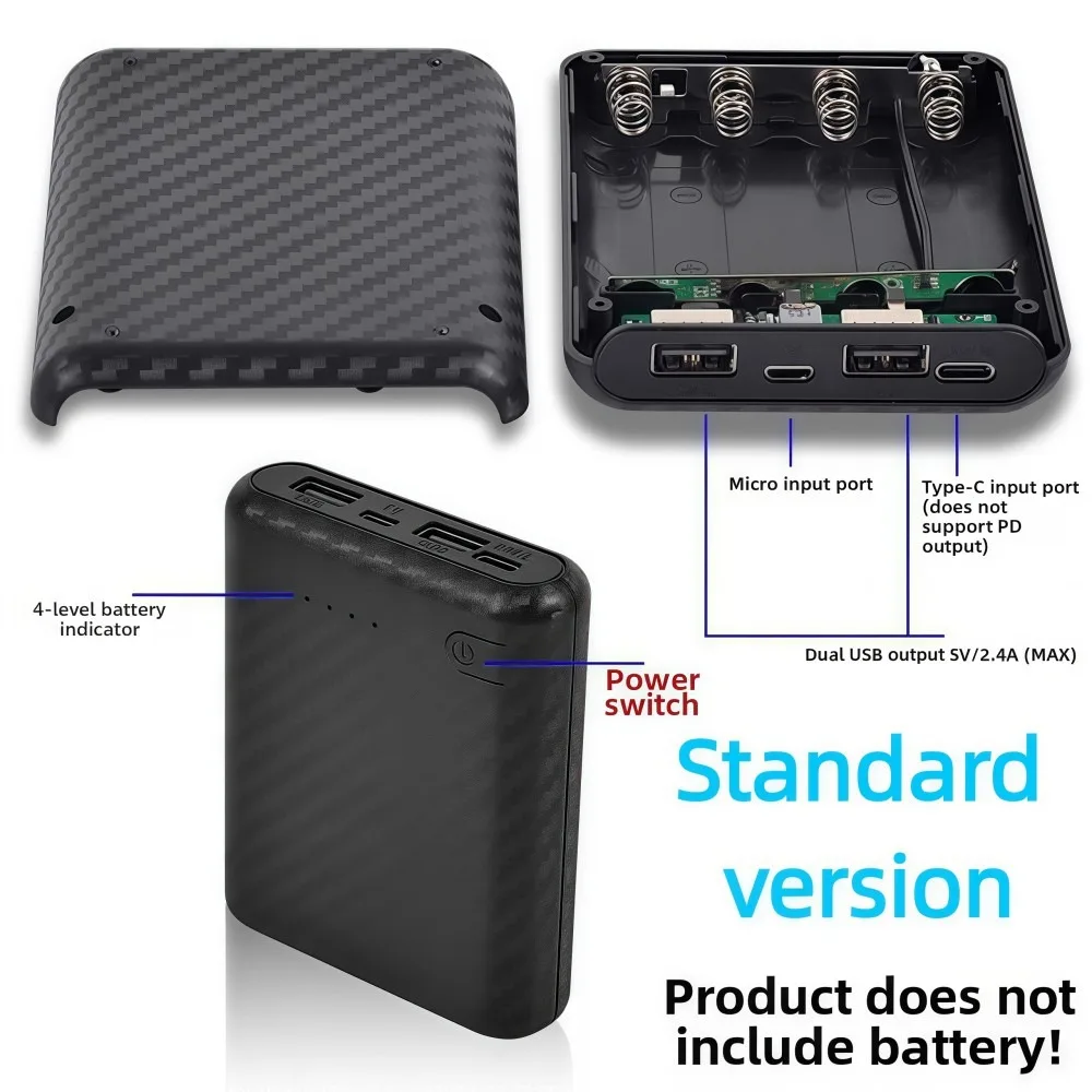 

Портативный блок питания «сделай сам», без пайки, 4 слота, 18650, чехол для зарядного устройства, быстрая зарядка, мини-корпус источника питания, зарядка батарей