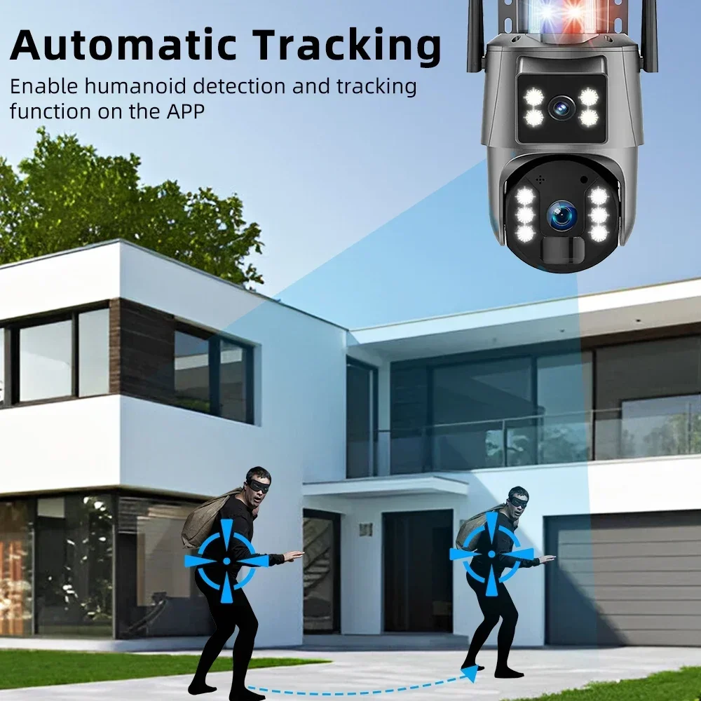 8MP 4K 4G SIM كاميرا تعمل بالطاقة الشمسية لاسلكية في الهواء الطلق شاشة مزدوجة IP CCTV الأمن 4K كشف الإنسان تتبع السيارات 360 °   كاميرات المراقبة