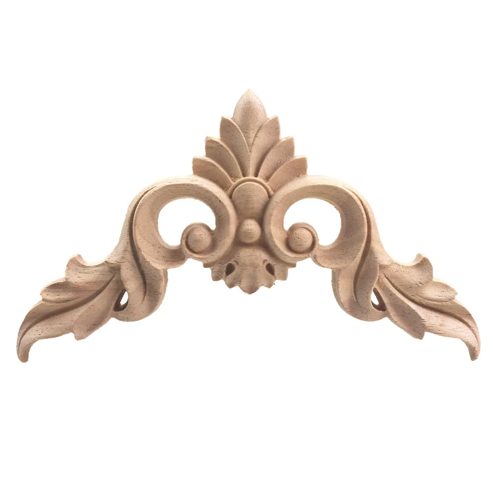 8/10/12/15/20cm Natural Floral Wooden Carved Figurines Crafts Corner Appliques Frame Wall Door Furniture Wood Carving Decorative