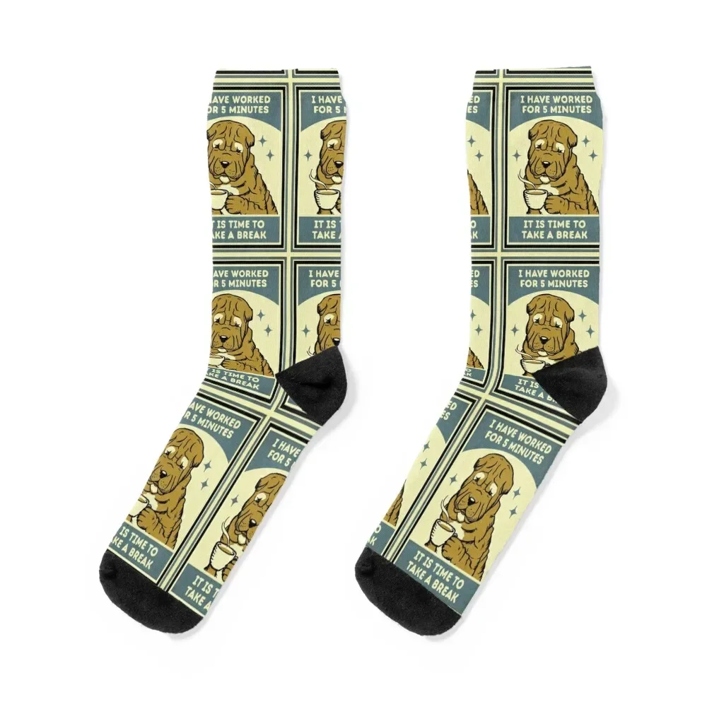 

Funny Shar Pei Dog Vintage Poster Socks soccer anti-slip christmas gift hiking golf Socks Men's Women's