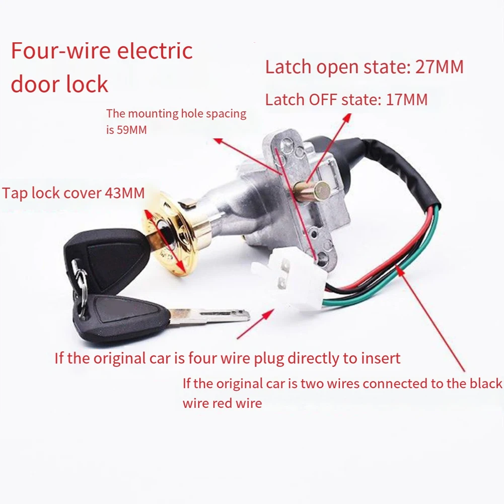 Electric Scooter Power Lock Key Ebike Switch 2/4 Wire Position For Motorcycle Electric Electric Scooter E-Bike Lock+Key Parts