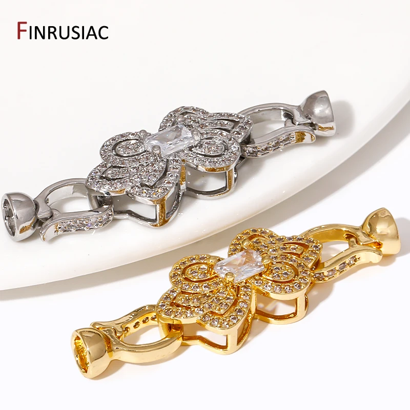 Trendy 18K Gold Plated Brass Fastener Closure Lock Clasps Accessories For DIY Women Beads Pearls Jewelry Making Material