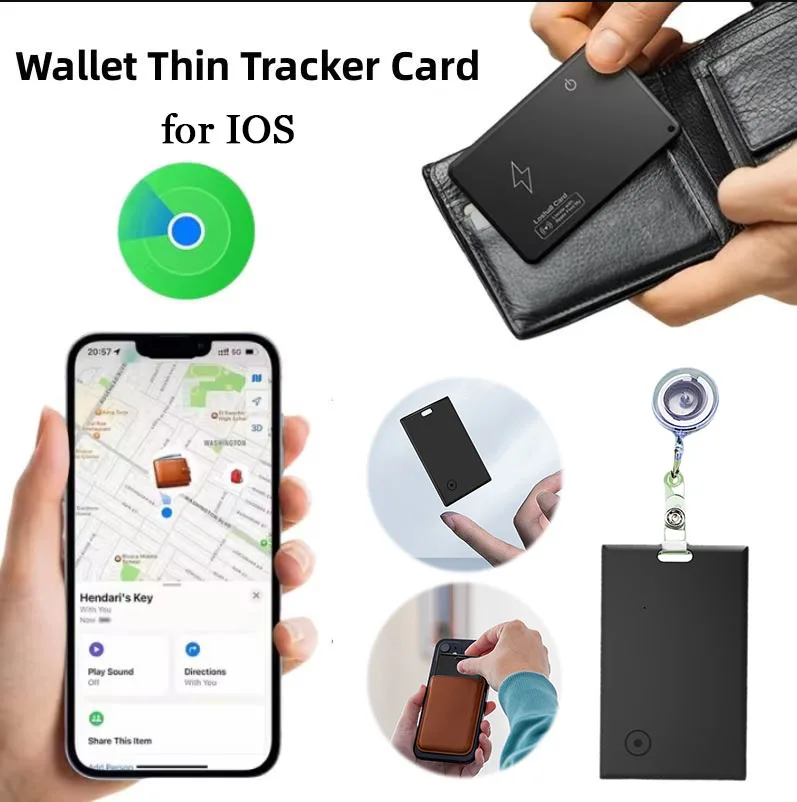 Smart Wallet Tracker Card Work with Apple Find My App Bluetooth-Compatible Wireless Charging for IOS for Airtag ID Card Finder