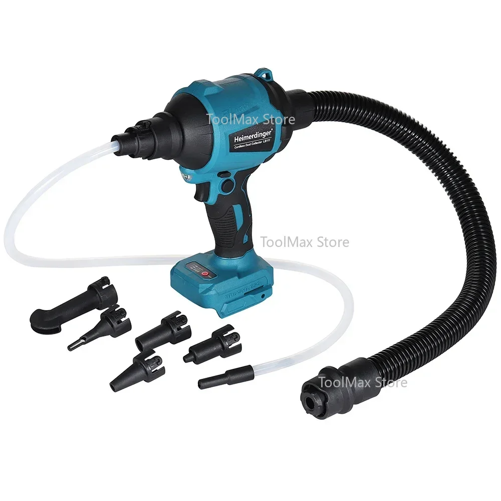 Rechargeable Brushless Cordless High Speed Blower,Electric Inflator,with Blowing,Dusting,Vacuuming,​and 6 Different Nozzles