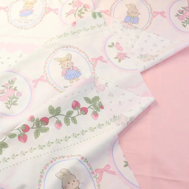 235cm*50cm Pink Heart Rabbit Bow cotton fabric DIY bedding apparel dress patchwork fabric kids handwork cotton cloth tecido