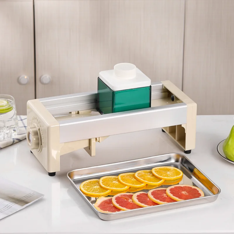 

Fruit Slicer V-shaped Blade Lemon Cutter Machine Kitchen Vegetable Potato Slicing Thickness Can Be Adjusted 0 To 15mm Grades