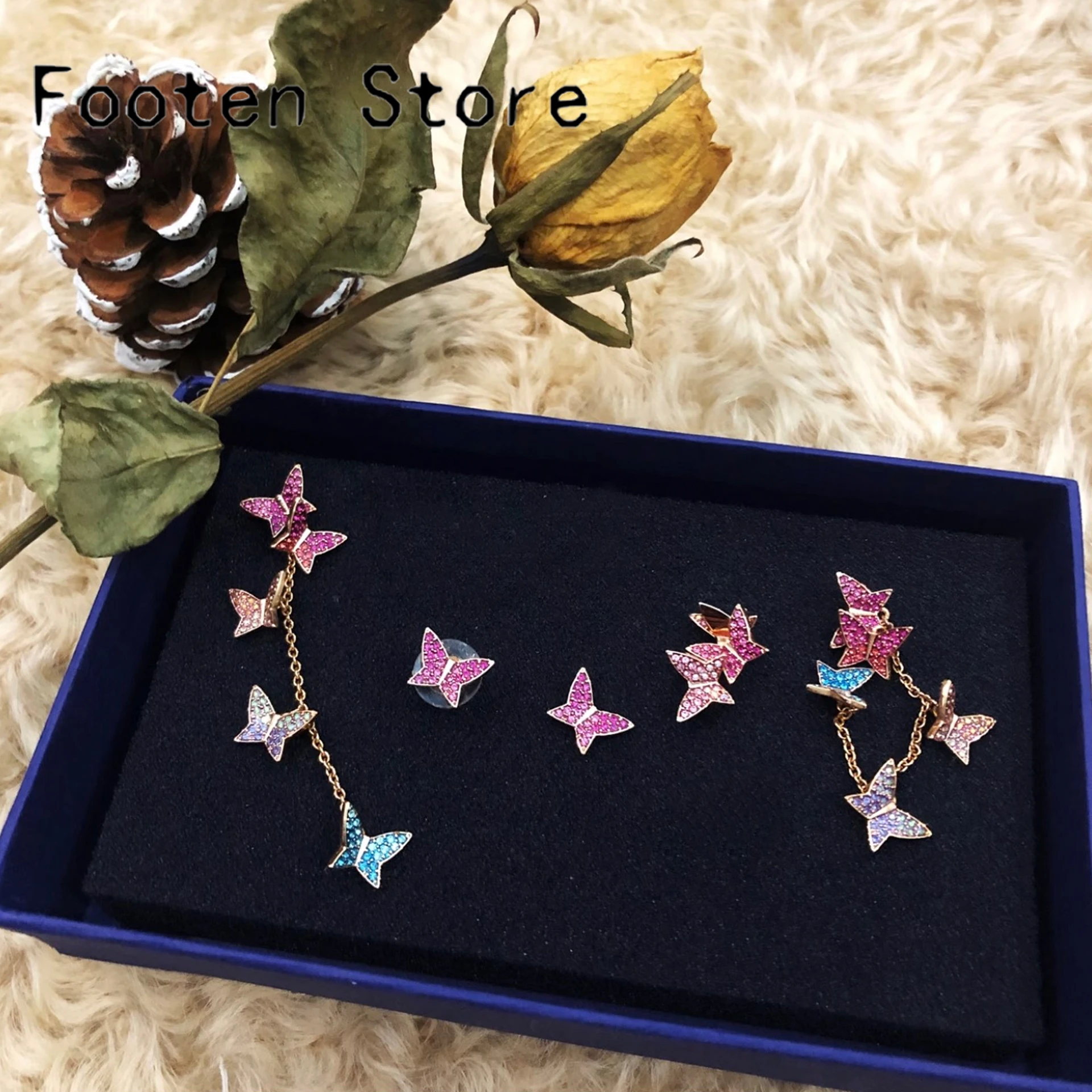 

2026 Fine Party Jewelry Sets Charm White Pink Butterfly Crystal Fashion Necklaces Bracelet Ring Earrings Romantic Gift for Women