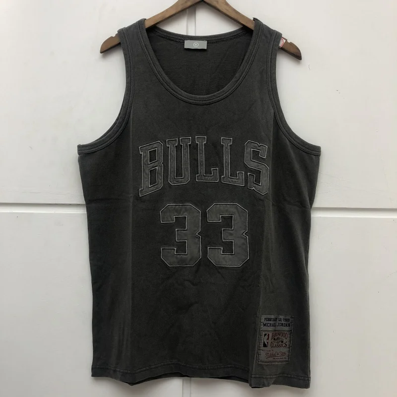 

Summer Waed Cotton Vintage Svel Vest Baskeall BULLS Letter 33 Embroidery Loose Trendy ex Sweat Vest