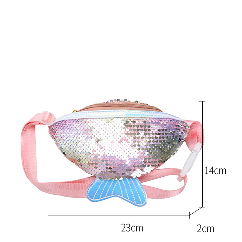 Children Fashion Fishtail Sequin Chest Bag Kawaii Korean Waist Bag School Travel Shopping