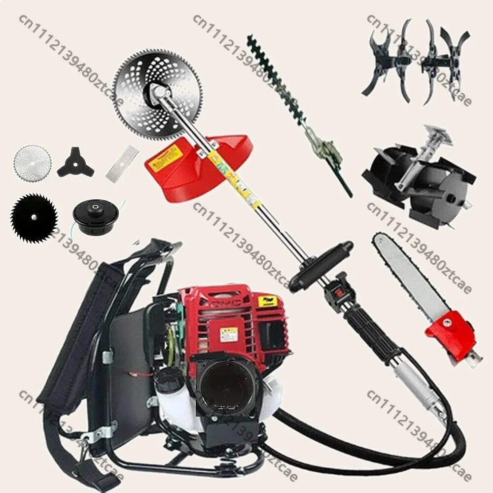 Backpack 10 in 1 Brush Cutter 4 Stroke Petrol Grass Trimmer Tiller Lawn Mower
