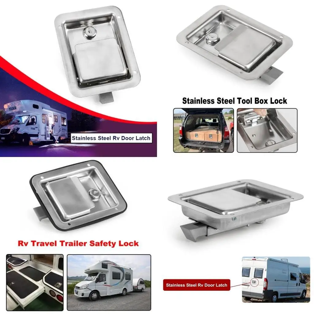 

02DE Truck Tool Box Boxs Замена ручки с блокировкой на инструментарии из нержавеющей стали с ключом для грузовика, трейлера