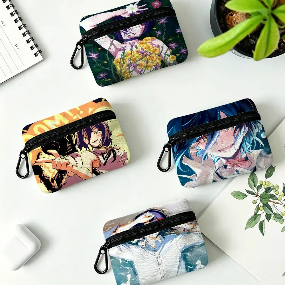 Popular Anime Chainsaw Man Reze Oxford Cloth Zipper Coin Purse Portable Hanging Key Pouch Organizer For Travel Cosmetic Bag