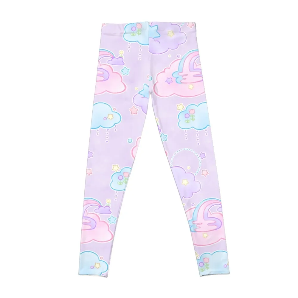 Pastel Dreamy Clouds All Over - Cute Kawaii Art Leggings Jogger pants women leggings women