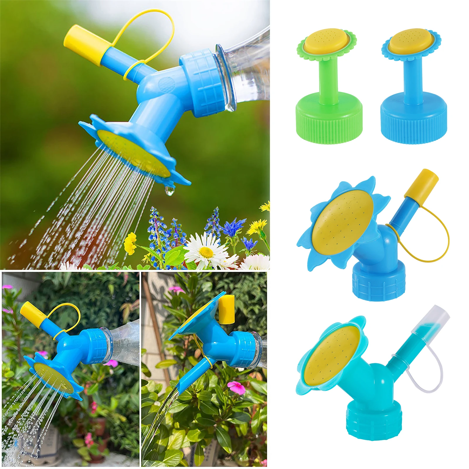 Bottle Cap Sprinklers Double-Headed Sunflower Watering Sprayers Drink Bottle Water Pots For Seedling Irrigation Gardening Tools