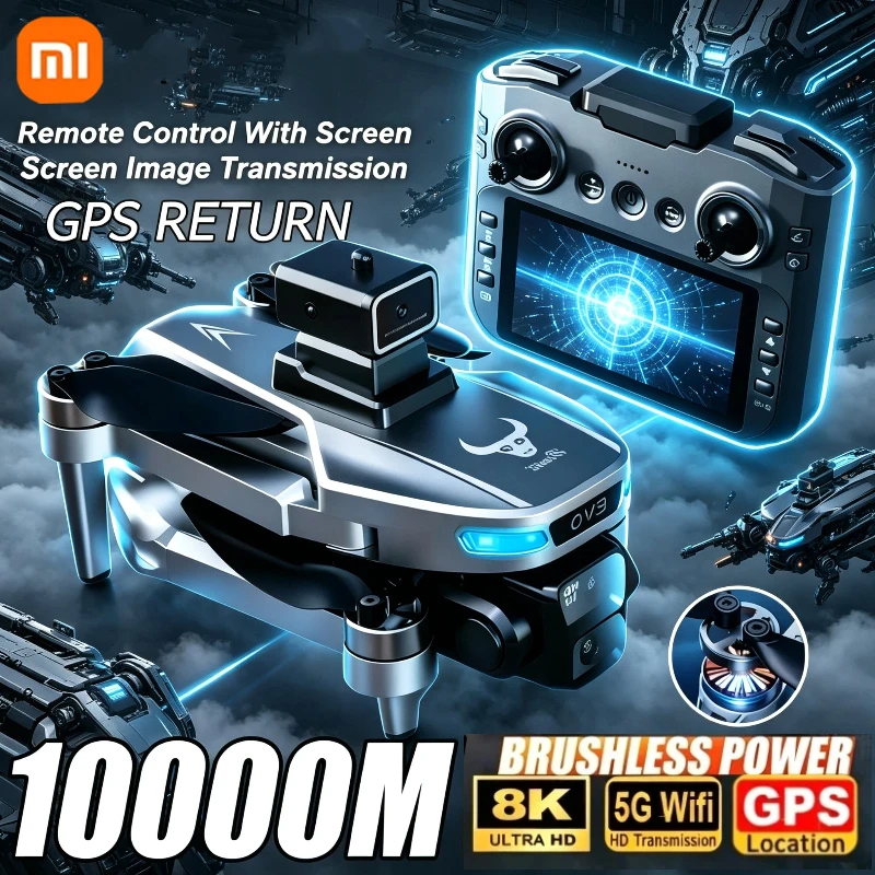 Дрон Xiaomi SG901 MAX с GPS, профессиональный, 8K, с функцией обхода препятствий, пультом управления с большим экраном, складной, с бесщеточным двигателем.