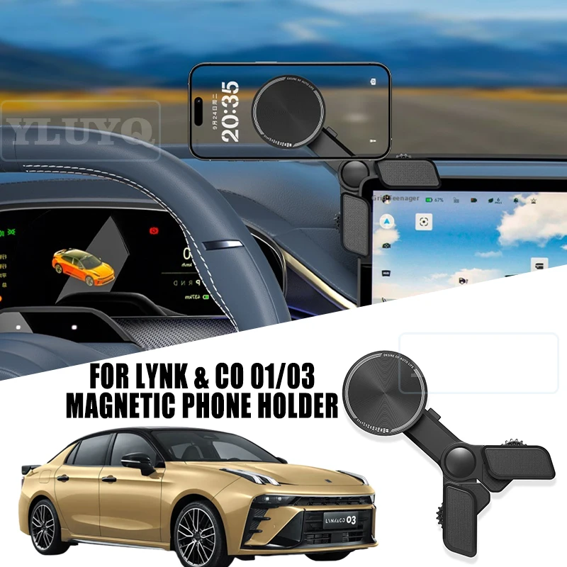 

For LYNK&CO 01 03 Car Magnetic Phone Holder Screen Suspension Gravity Navigation Stand 360° Car Interior Accessories