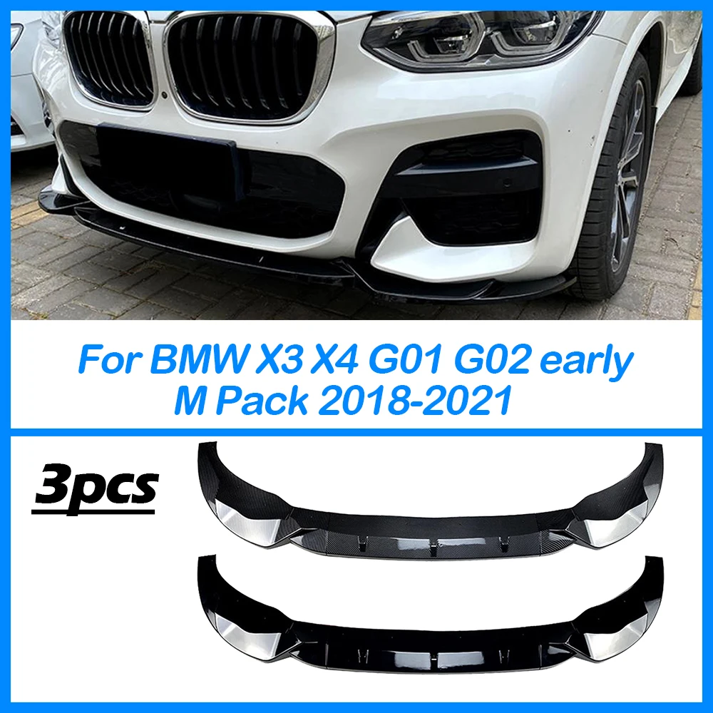 لسيارات BMW X3 X4 G01 G02 أوائل M Pack 2018-2021 سيارة الجبهة حافة مصد السيارة طقم الجسم سبويلر الفاصل الأمامي الذقن الناشر الملحقات