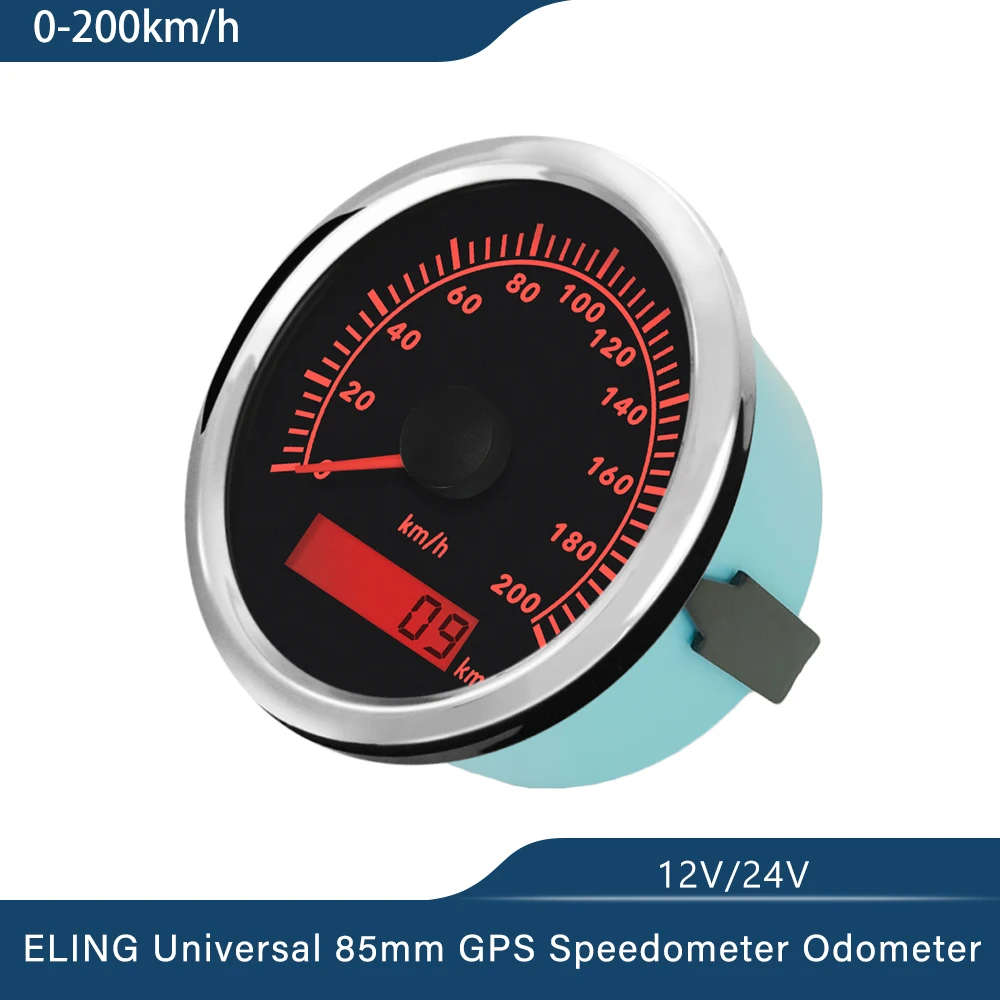 

Car Truck Boat Universal 85mm GPS Speedometer Gauge 0-120km/h 200km/h 300km/h 0-200MPH with GPS Antenna Red Backlight 12V 24V