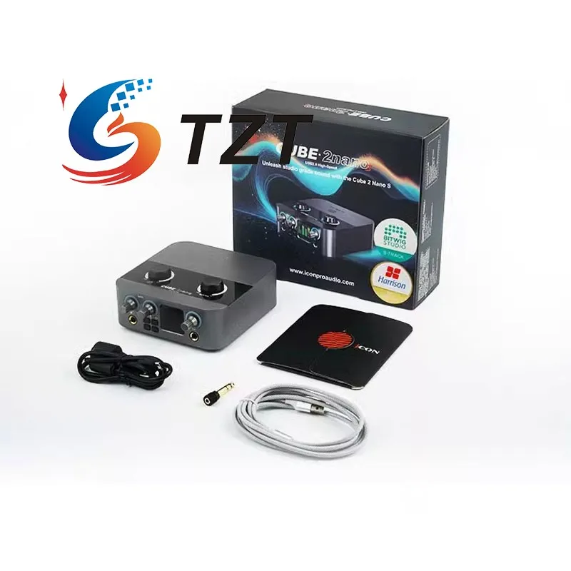 TZT ICON 2NanoS USB-аудиоинтерфейс Компактная живая звуковая карта с 2 входами и измерителем уровня с цветным дисплеем 1,3 дюйма