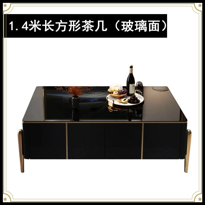 X-S Light luxury marble TV cabinet, paint glossy living room TV cabinet coffee table combination high foot HG