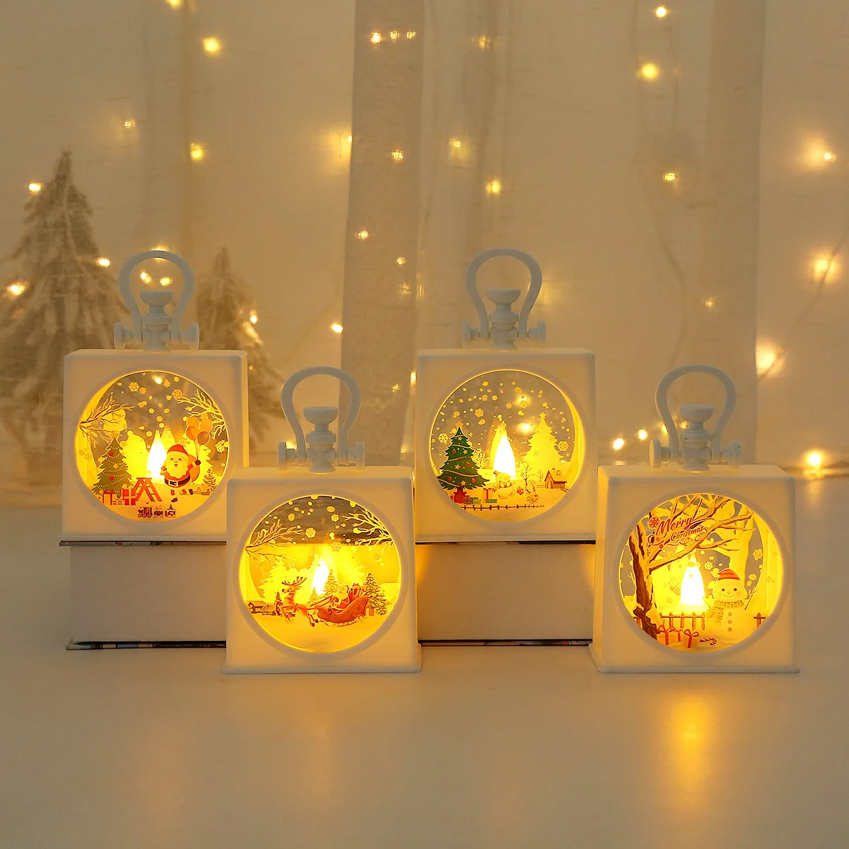 240Pcs/Lots Christmas Ornaments Pendant Portable Small Oil Light Wind Light Desktop Window Ornament Creative Gift Night Light