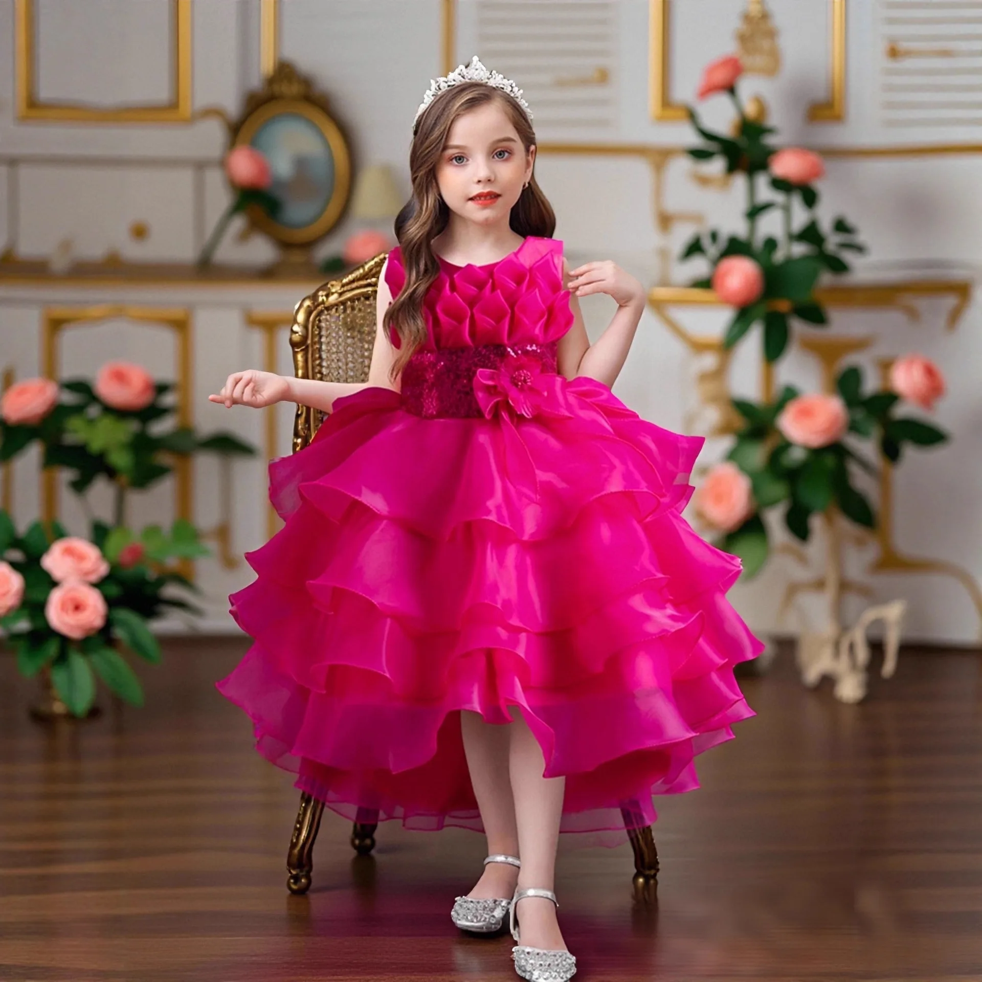 

Flower Boy Cake Fluffy Design Girl Tail Fluffy Princess Dress Perfect for Party and Banquet Dresses Aged 4-12