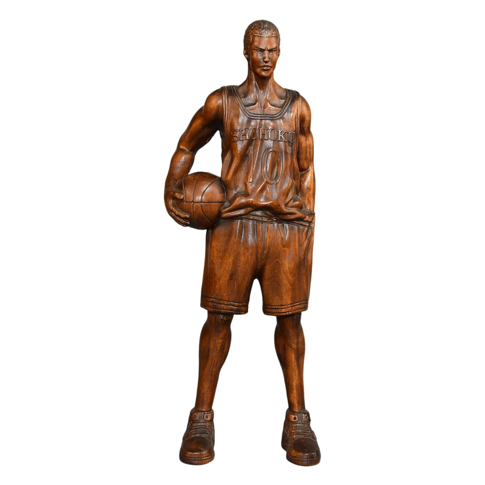 Statues en bois Sculpture Figurine de basket-ball sculptée Jeunesse Passion Travail d'équipe Nostalgie Courage Perséverrance Rêve Énergie Victoire