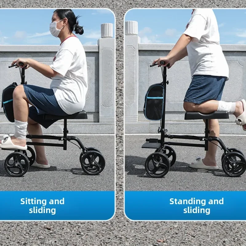 

Collapsible All Terrain Knee Scooter for Adults for Foot Surgery, Adjustable Knee Walkers Cart Scooters with Basket, Dual Brakes