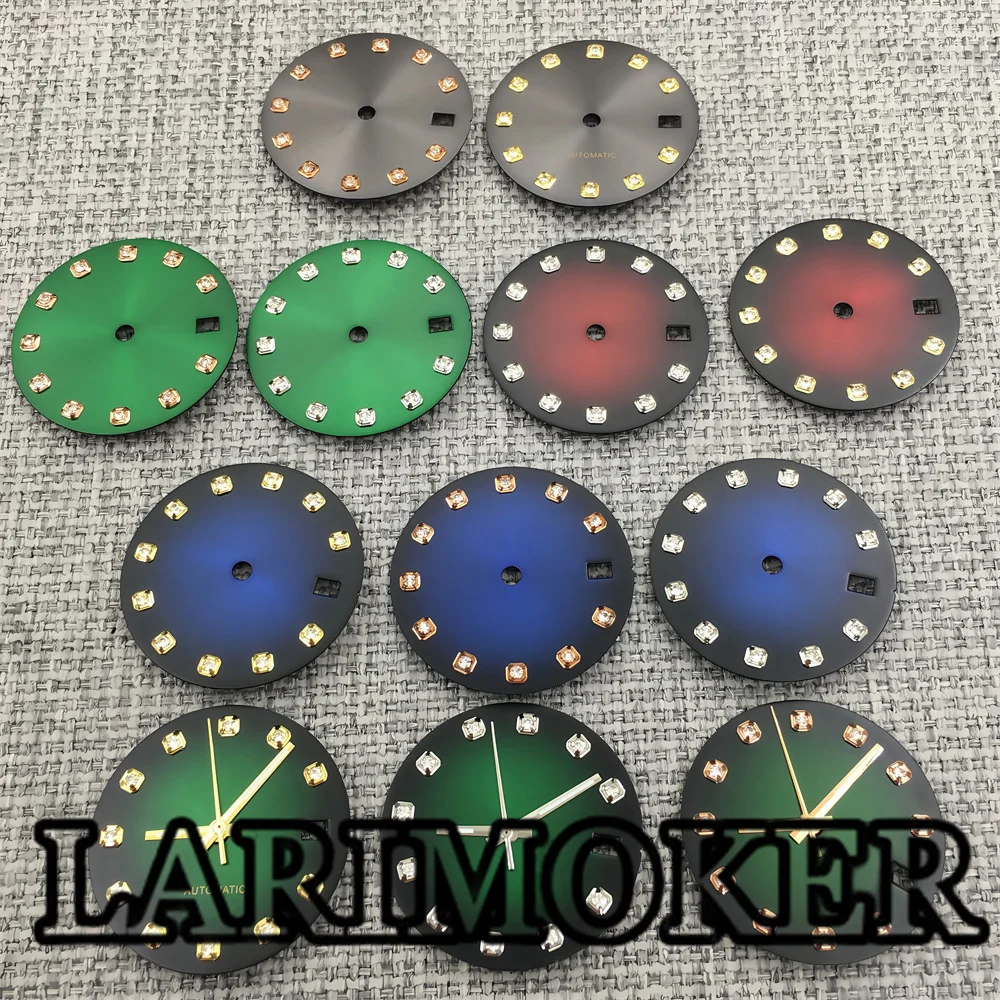 LARIMOKER 29 ملم قرص ساعة ذهبي وردي فضي الماس مؤشر مطابقة الأيدي مجموعة مناسبة للحركة التلقائية NH35 NH36