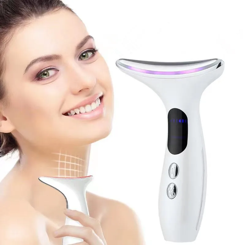 3 Colors LED  Portable Electric Face Neck Skin tightening Lifting Massager Beauty Device