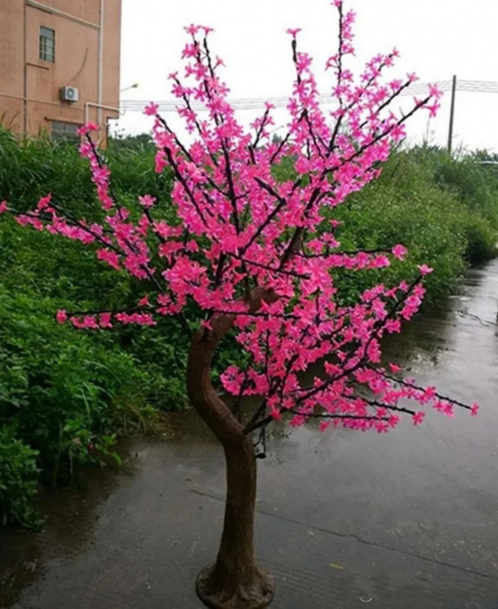 شجرة زهر الكرز الاصطناعي ضوء ليد ، جذع شجرة طبيعية ، استخدام غير نافذ للمطر في الهواء الطلق ، إضاءة عيد الميلاد ، ارتفاع m-من الخارج ، من من من من الخارج ،