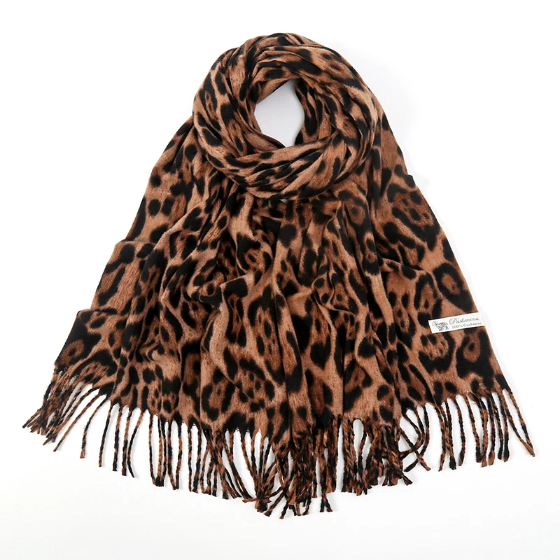 Women Luxury Winter Scarf 2024 New Cashmere Scarves Thick Warm Blanket Shawls Wraps Fashion Leopard  Foulard Bufanda Echarpe