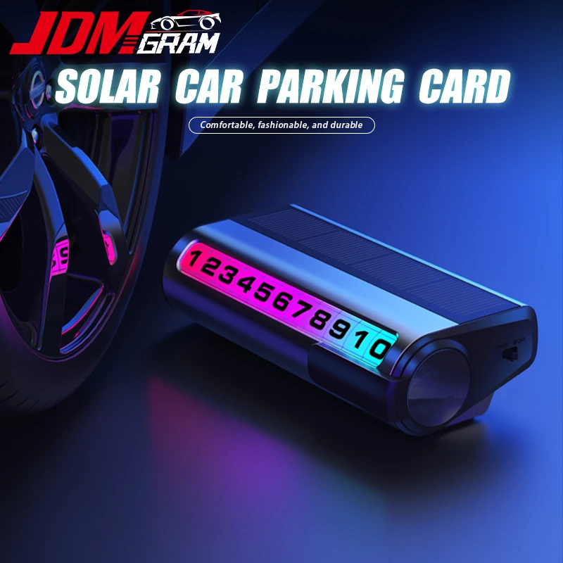 Solar LED Car Parking Card Luminous Phone Number Hidden Universal Aluminum Night Light Auto Park Stop Telephone Auto Accessories