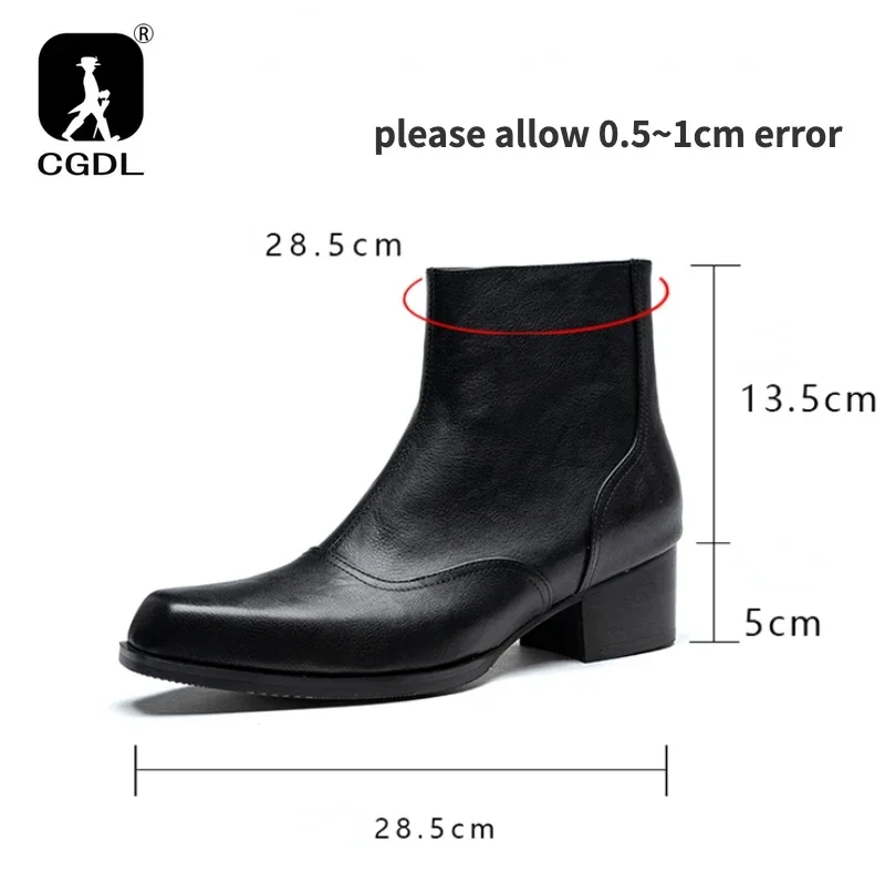 Luxury British Style Mens Boots with Height Handmae Genuine Leather 5 Cm High Heels Winter Warm Fashion Ankle Social Shoes Man