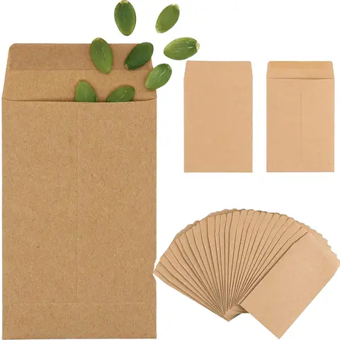 100/200pcs Seed Envelopes Bulk 6x10cm Seed Packets Envelopes Gift Small Paper Coin Envelopes Resealable Seed Organizer Storage