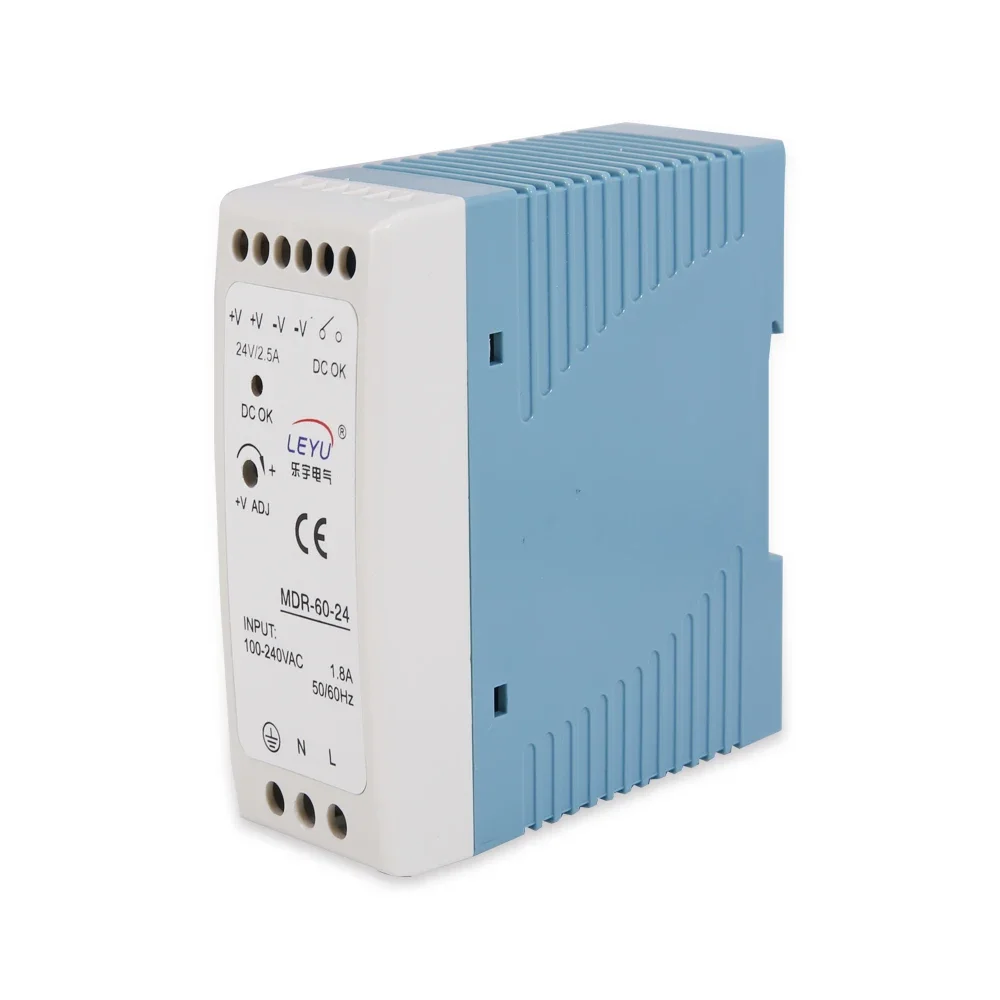 For MDR-60-24 60W 5v 12v 24V 2.5A Din Rail Switching Power Supply SMPS with Industrial Light Emitting Diode Indicator