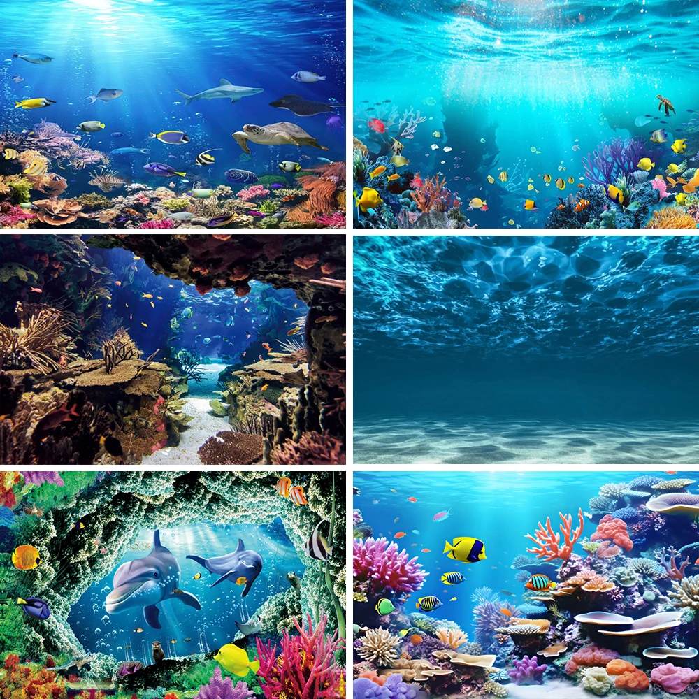 

Summer Tropical Ocean Underworld Coral Fish Scenic Photography Backdrop Aquarium Photography Background Photo Studio Potocall