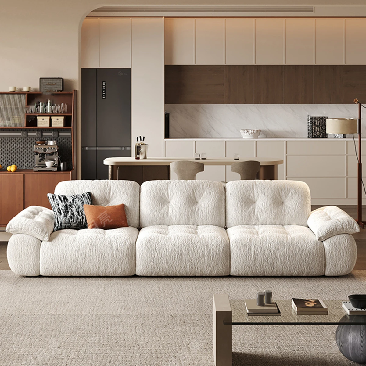 

The latest designer velvet fabric cloud sofa popular modern living room with adjustable backrest soft wide seat sofa