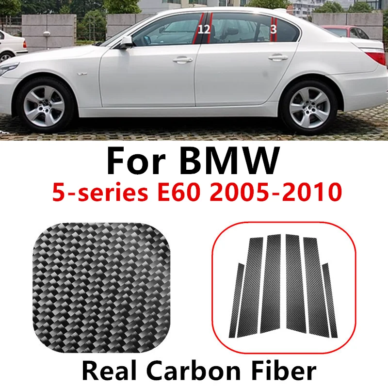 

Car Stickers Real Carbon Fiber Self-adhesive B Pillar Decorative Cover Trims for BMW 5-series E60 2005-2010 Auto Accessories