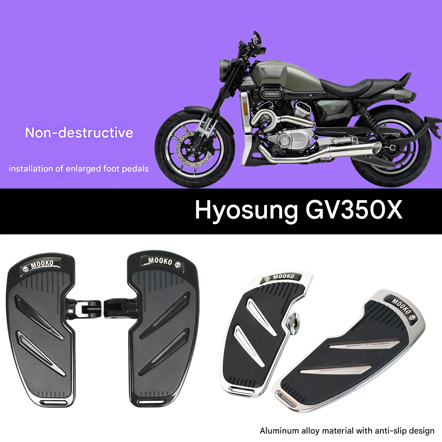For Hyosung GV350X special modification accessories - enlarged foot pedal  seamless installation without damaging the components