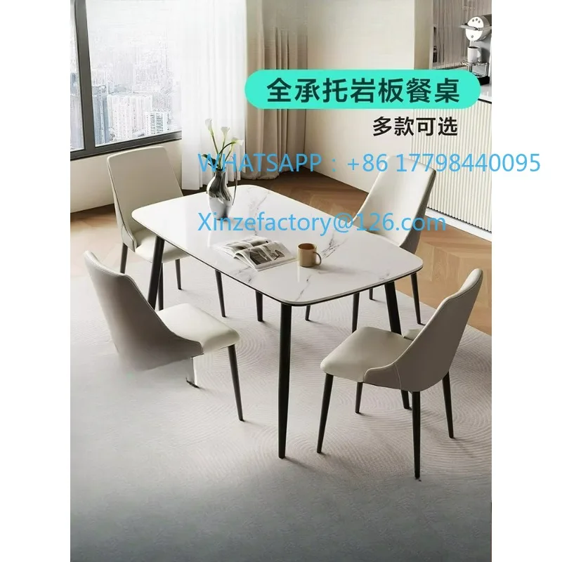 

Настраиваемый обеденный стол и стулья из каменной плиты, новинка 2025 года, бытовой обеденный стол для небольшой квартиры, квадратный настольный светильник, роскошный простой