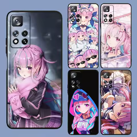 Minato Aqua Neko Phone Case For Samsung Galaxy A13,A21s,A22,A31,A32,A52,A53,A71,A80,A91 Soft Black Cover