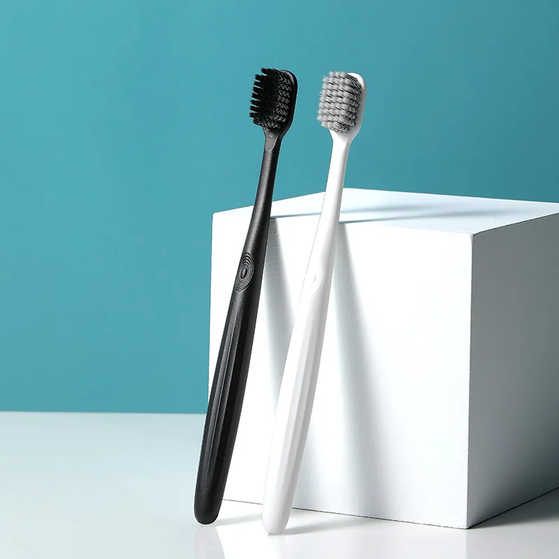 New Black And White Spiral Bristle Couple Toothbrush Wide Head Adult Household Fine Soft Bristled Teeth Brush Individual Packing