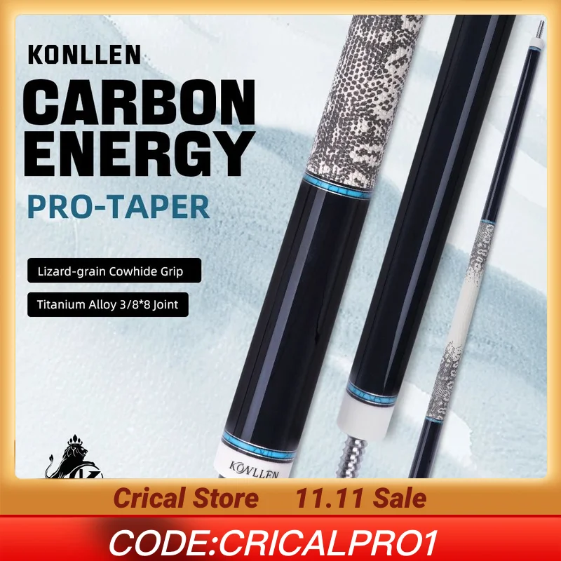 

KONLLEN Pool Cue with Carbon Fiber Shaft Professional pool cues Real Inlay 11.8/12.5mm Tip billar for Billiard Cue