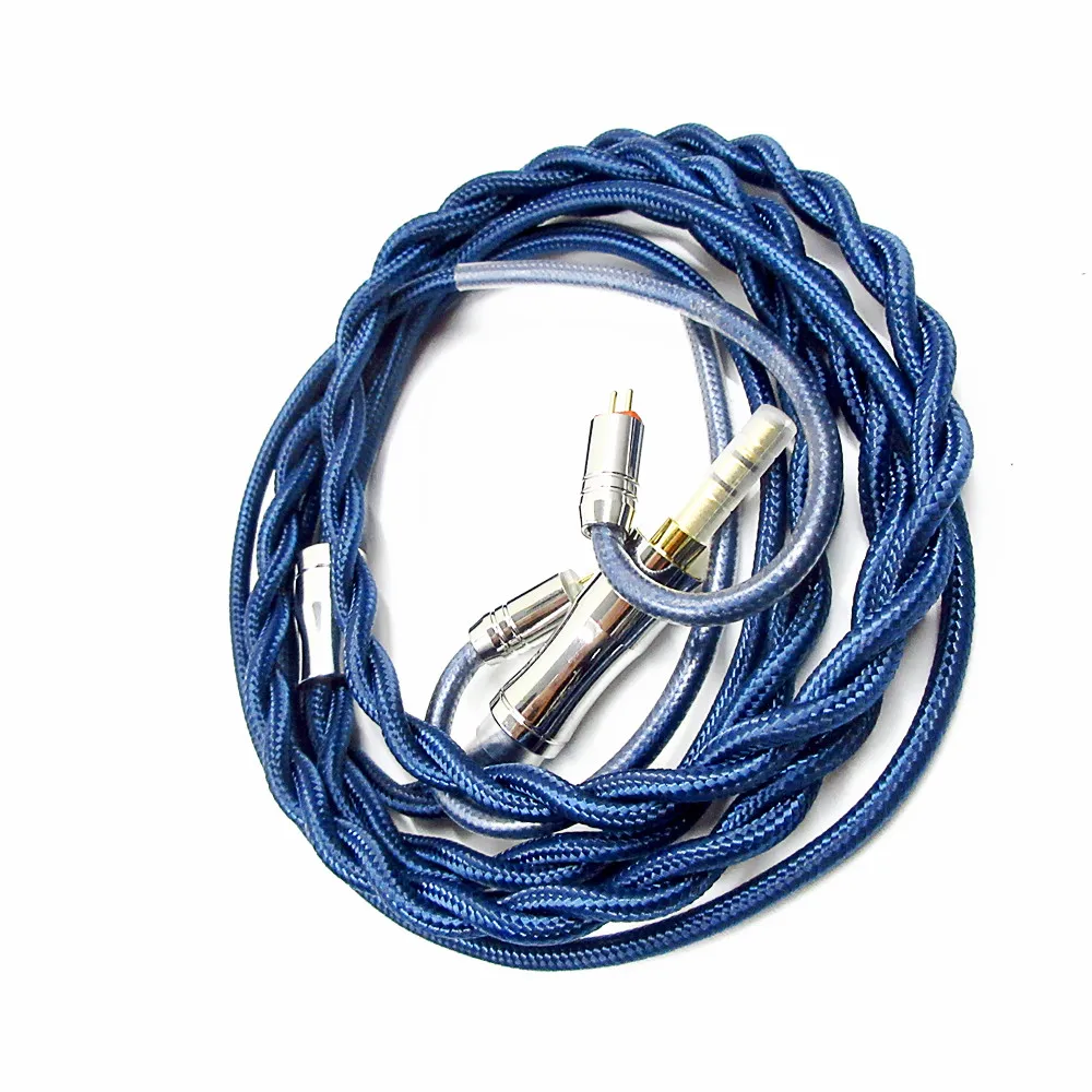 FENGRU 2 Strand twisted blue copper silver-plated nylon braided coaxial shield Earphone upgrade cable TFZ MMCX 2Pin 0.78mm QDC