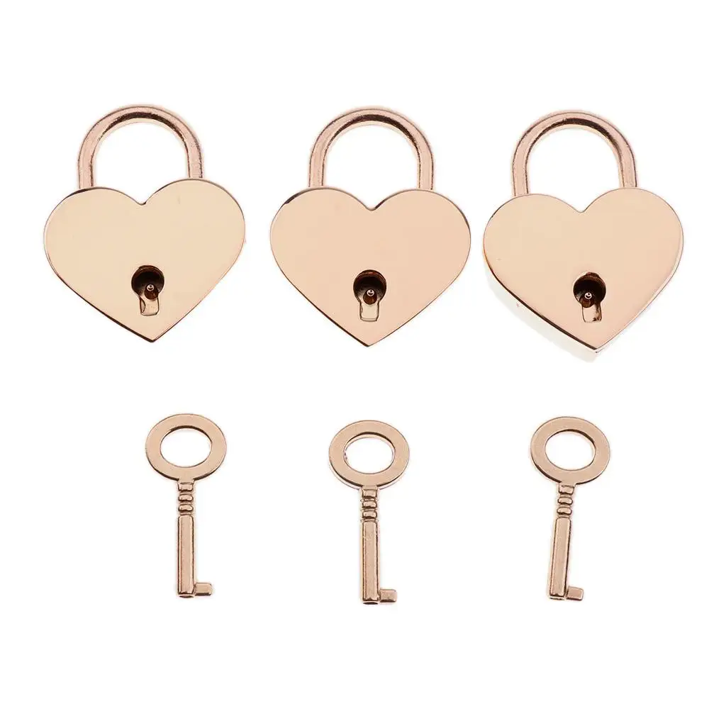 Small Mini Heart Shape Padlock with Key Lock with Key for Jewelry Box Diary Book