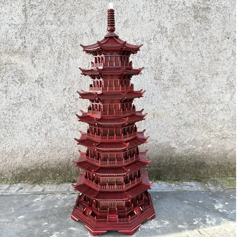 

Wood carving seven-layer octagonal rosewood tower ornament handicrafts gifts