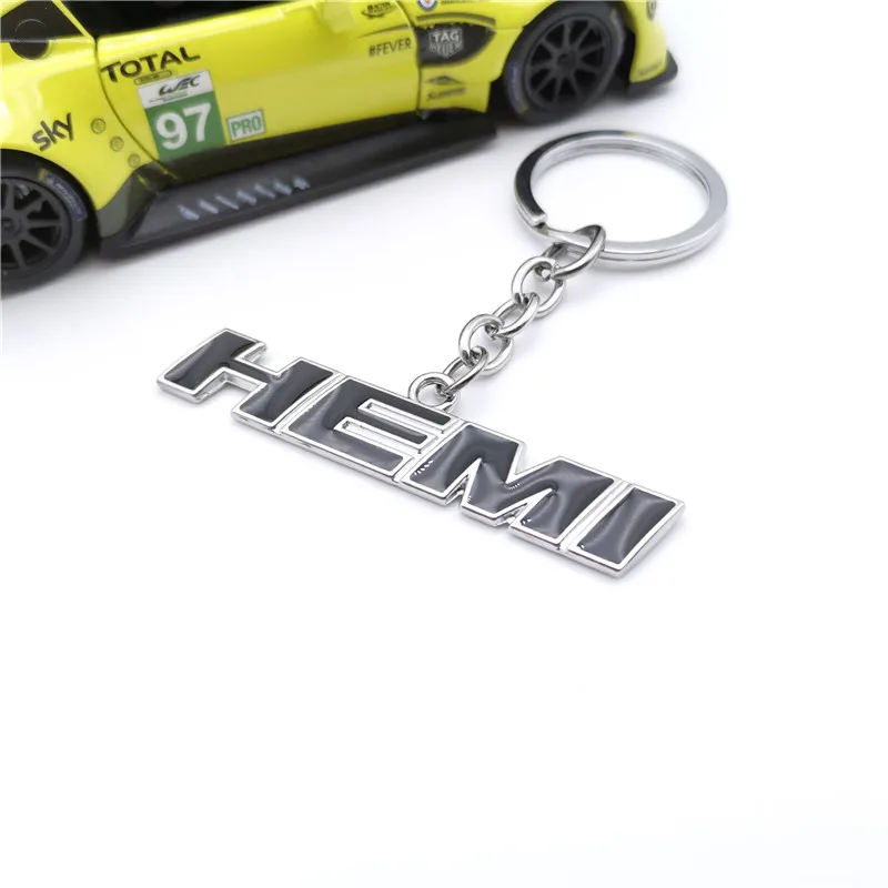 HEMI شعار مفتاح سلسلة سيارة المفاتيح سبائك الزنك ثلاثية الأبعاد كيرينغ الهدايا الإبداعية ل دودج شاحن تشالنجر السيارات مفتاح قلادة اكسسوارات